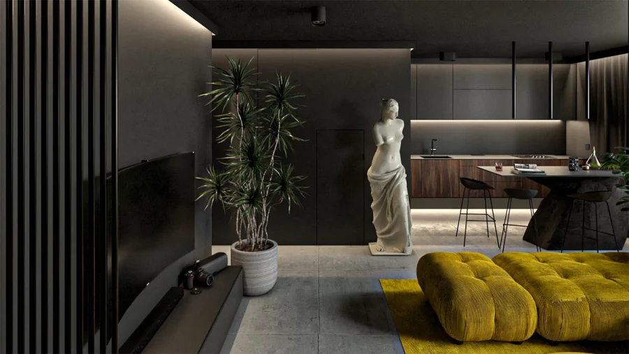01 black living room