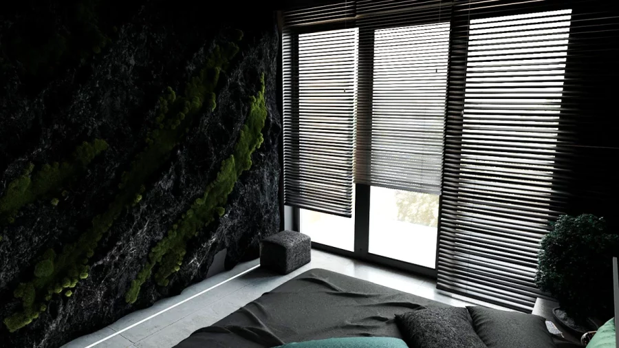 07 black bedroom with shower
